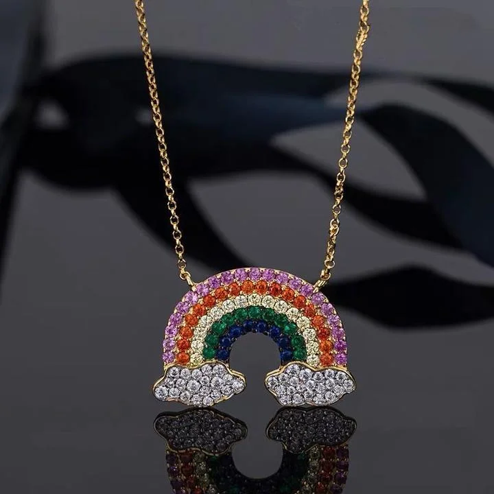 simple necklaces for women -Rainbow Pendant Necklace Brings You Good Luck