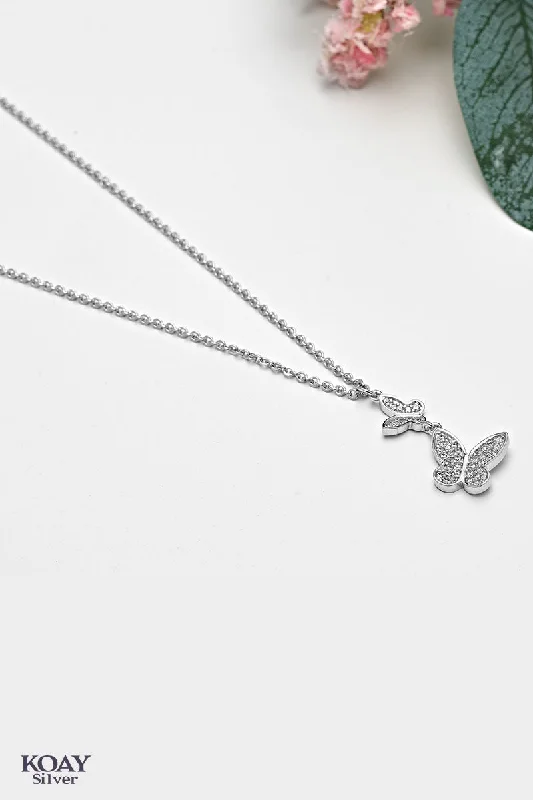 women’s emerald pendant necklaces -Zircon Two Butterfly Necklace