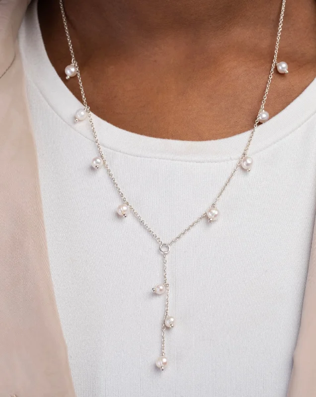 sterling silver necklaces for women -Dropped Pearl Necklace