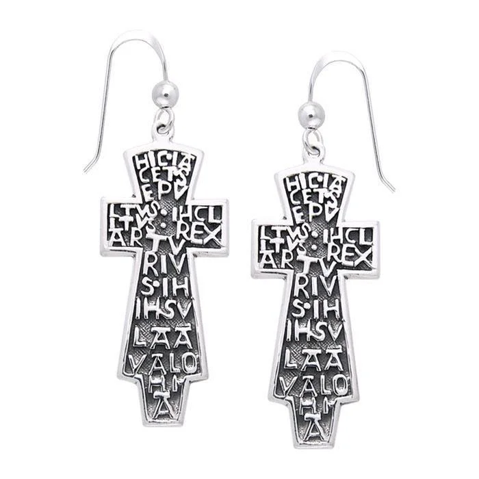 women’s luxury stud earrings -Silver Modern Empower Cross Earrings TER958