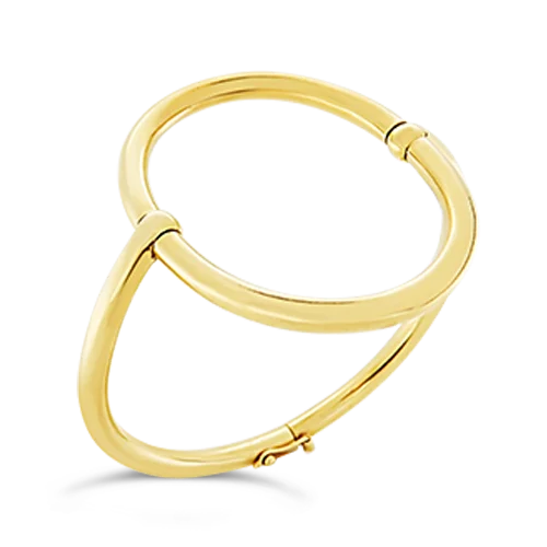 luxury bracelets for women -Open Oval Gold Estate Bangle