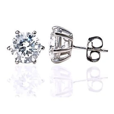 fashion earrings for women -Kaylie: 8mm Russian Ice on Fire CZ 6 Prong Cast Basket Stud Earrings