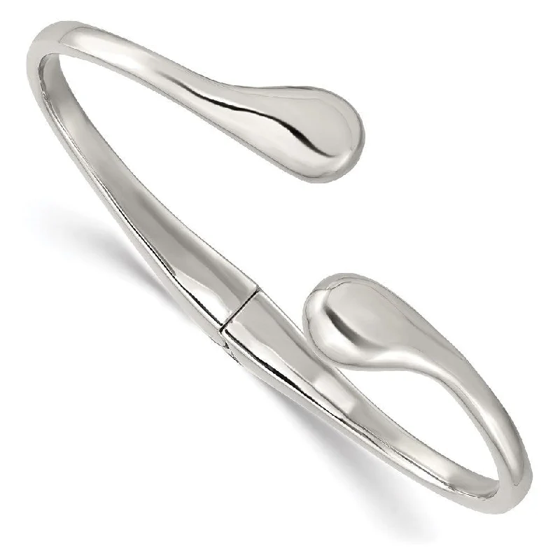 stylish bangles for women -Stainless Steel Polished Hinged Cuff Bangle