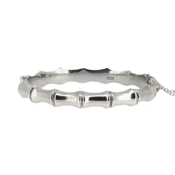 floral bangles for women -Silver 'Bamboo' Bangle