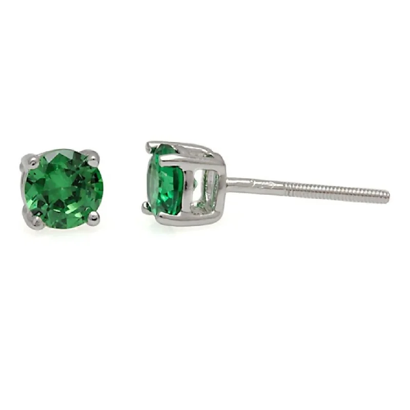 women’s ear piercings -Brazil: 5mm, 1.0ct Brilliant Cut Emerald Green Russian Ice CZ Screw Back Earrings