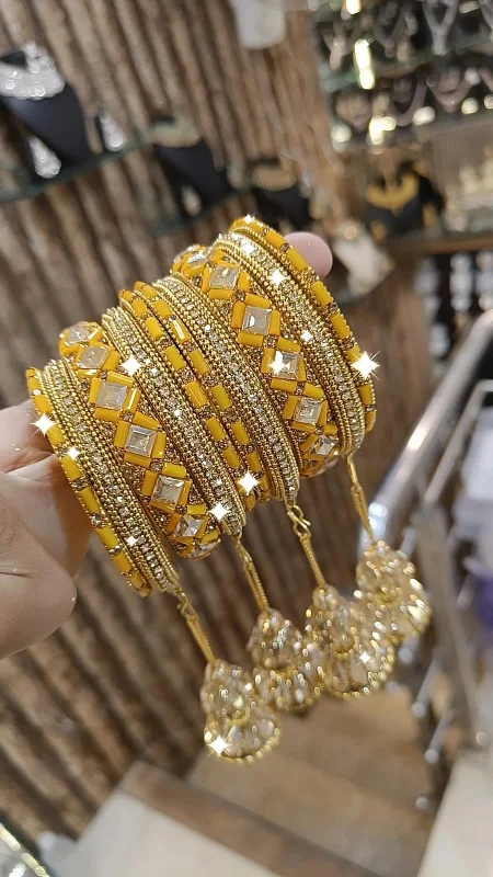 custom bangles for women -Golden Glory Bollywood Bangles Jhumka Collections Pearl Jewelry