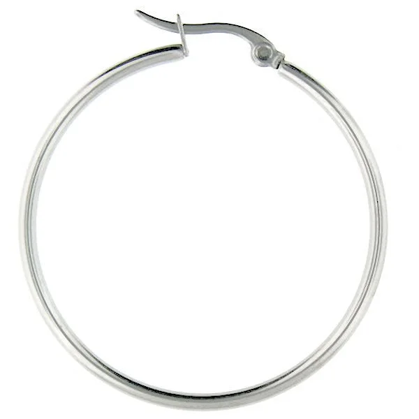 women’s wedding earrings -Faina: 75mm Large Round Tube Hoop Earrings 316 Steel