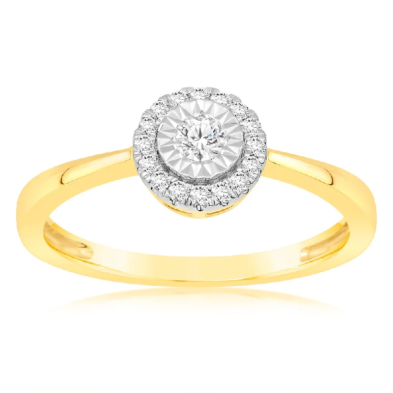 engagement rings with colorful gemstones -Luminesce Lab Grown 9ct Yellow Gold Solitaire Plain 1/6 Carat Diamond Ring