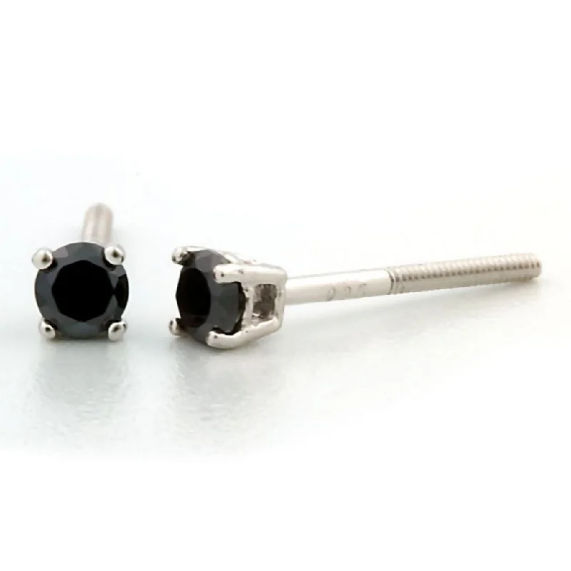 women’s enamel earrings -Chris: 3mm, 0.2ct Black Ice Simulated Diamond CZ Screw Back Earrings