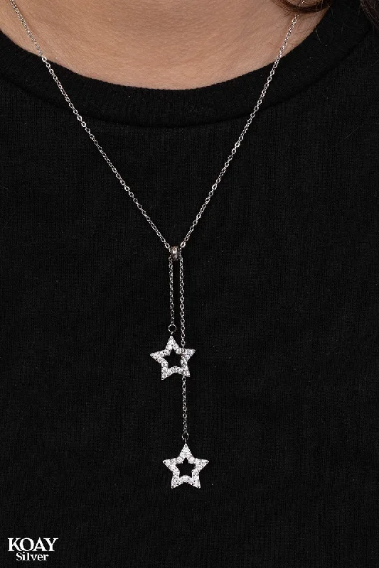 women’s short necklaces -Double Zircon Stars Necklace