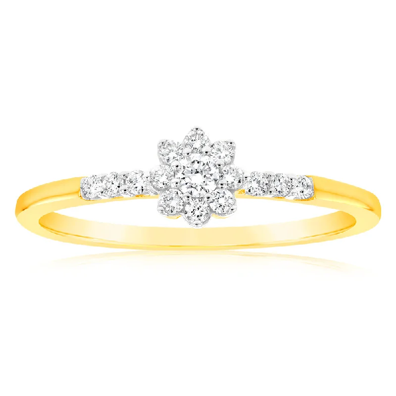 affordable engagement rings for women -Luminesce Lab Grown 1/4 Carat Diamond Ring in 9ct Yellow Gold