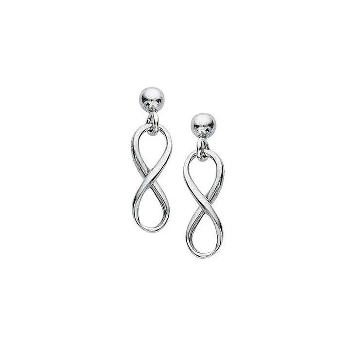 women’s gold earrings -Free Hanging Infinity Dangle Drop Post Earrings 925 Sterling Silver