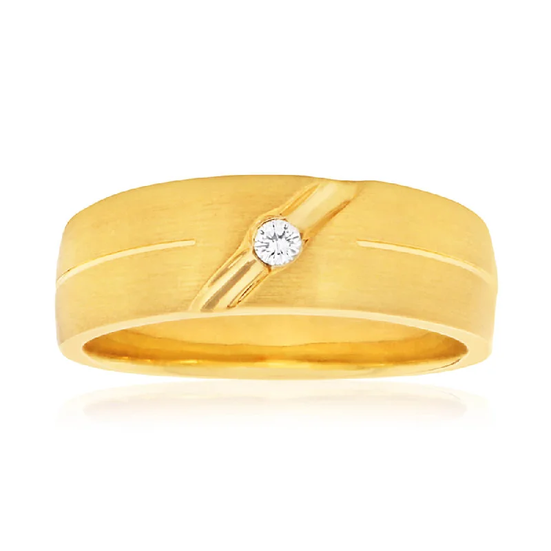 unique engagement rings for women -9ct Yellow Gold Round Brilliant Bezel Set Diamond Ring