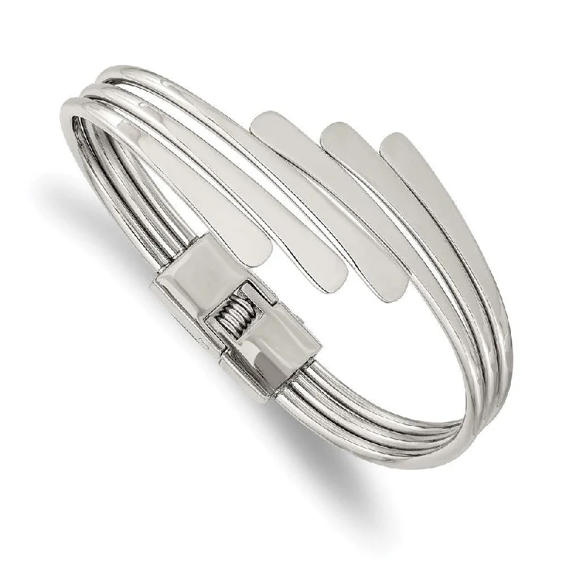 women’s gold-plated bangles -Stainless Steel Polished Hinged Bangle