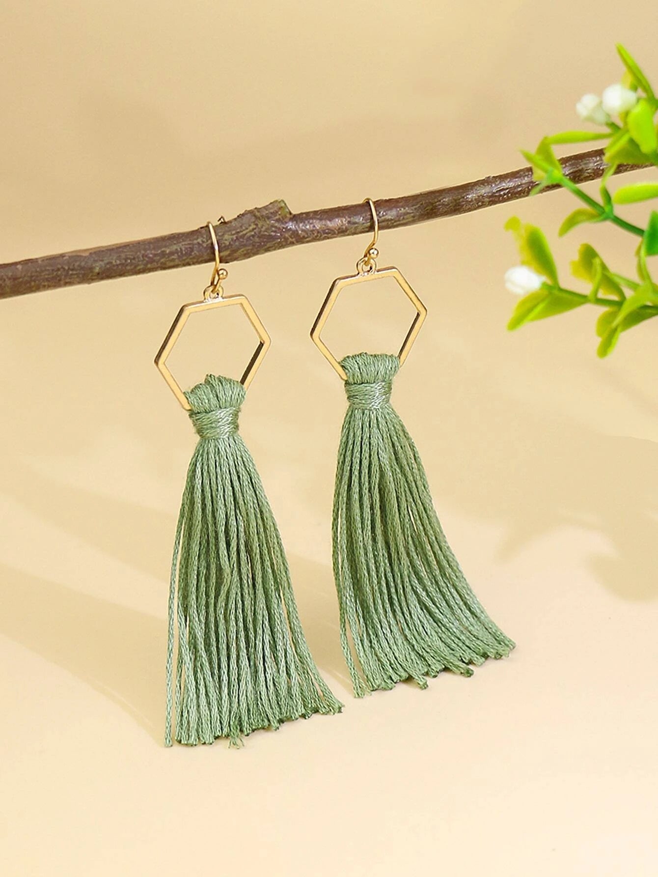 women’s cubic zirconia earrings -Green Tassel Earrings