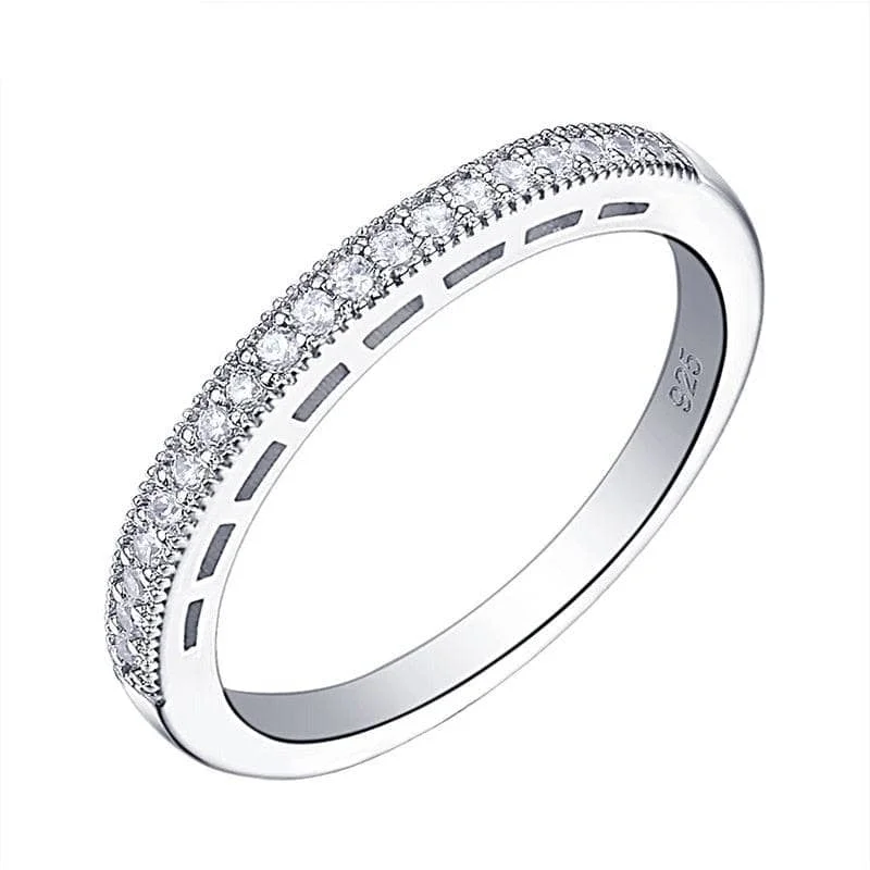 women’s engraved rings -Stackable Round Created Diamond Eternity Wedding Band