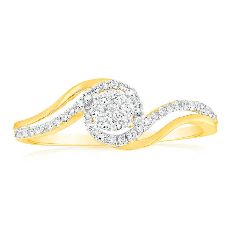 women’s alternative engagement rings -9ct Yellow Gold Luminesce Lab Grown Cluster Diamond Ring