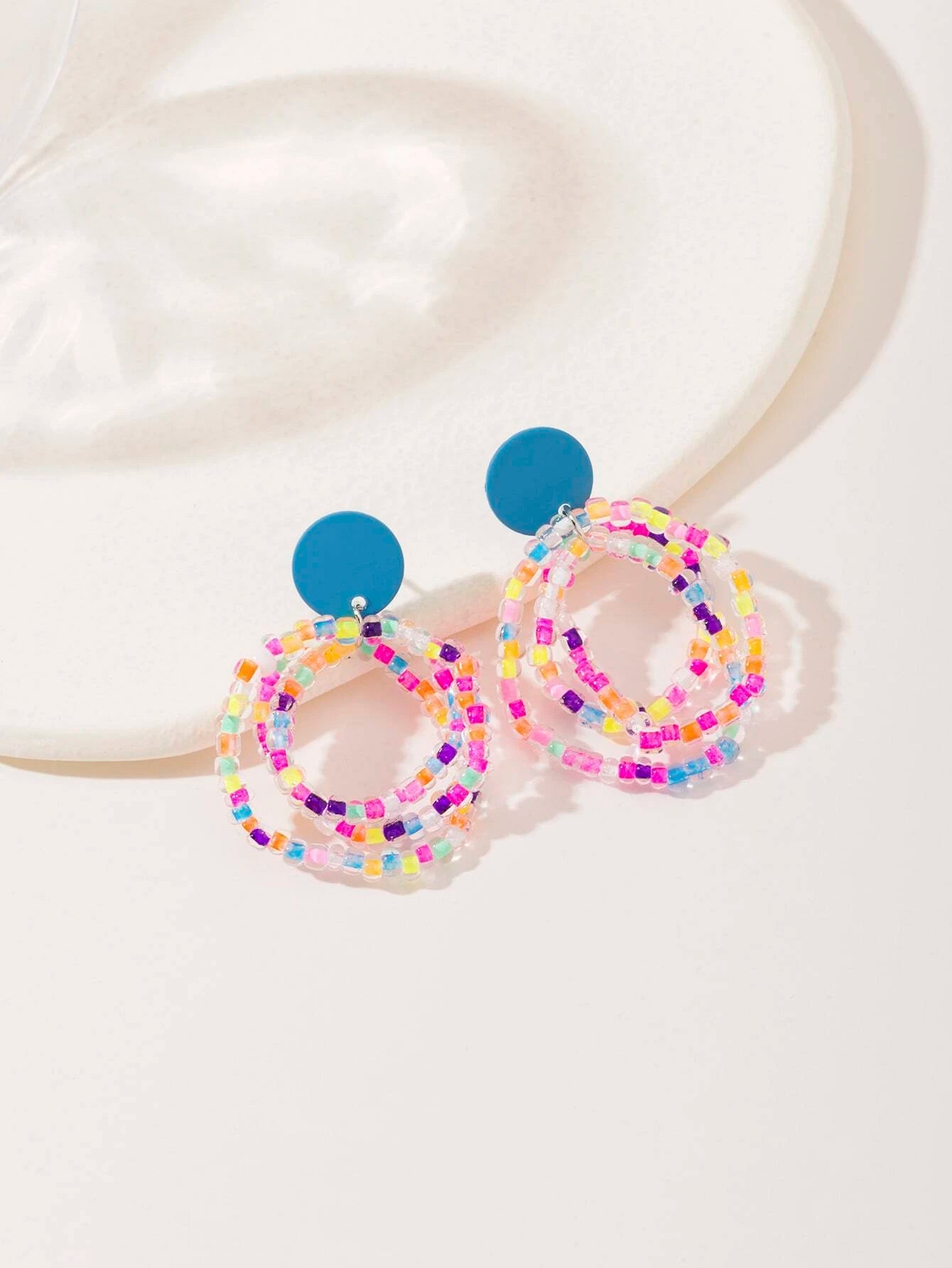 women’s hoop earrings -Seabeaded Triple Layered Post Earrings