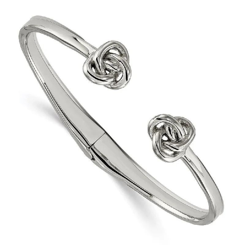 women’s charm bracelets -Stainless Steel Polished Knot Hinged Cuff Bangle