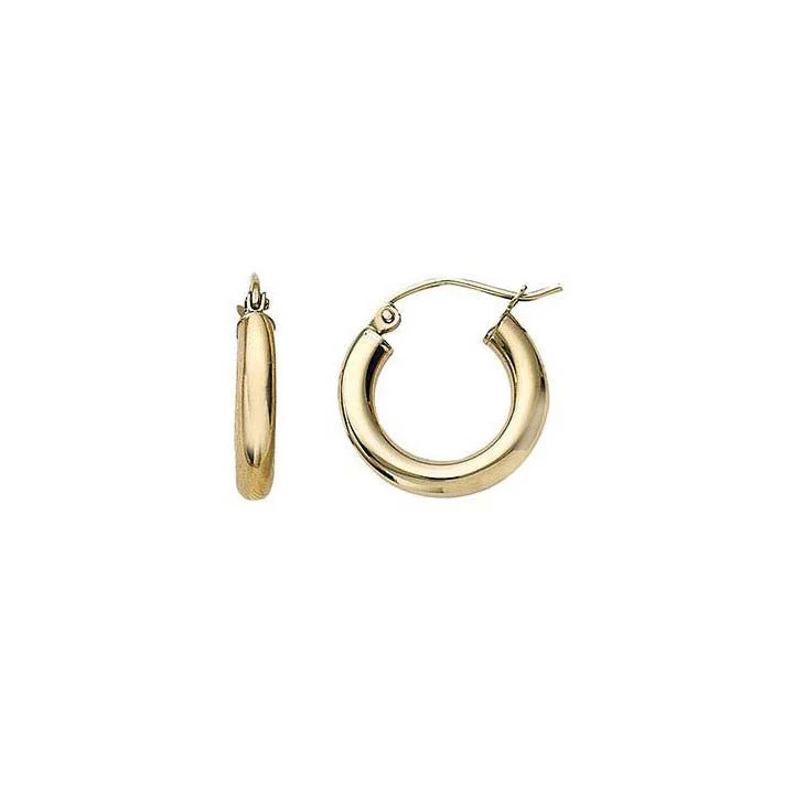 women’s multicolored earrings -16mm x 3mm Hoop Earrings 14K Yellow Gold