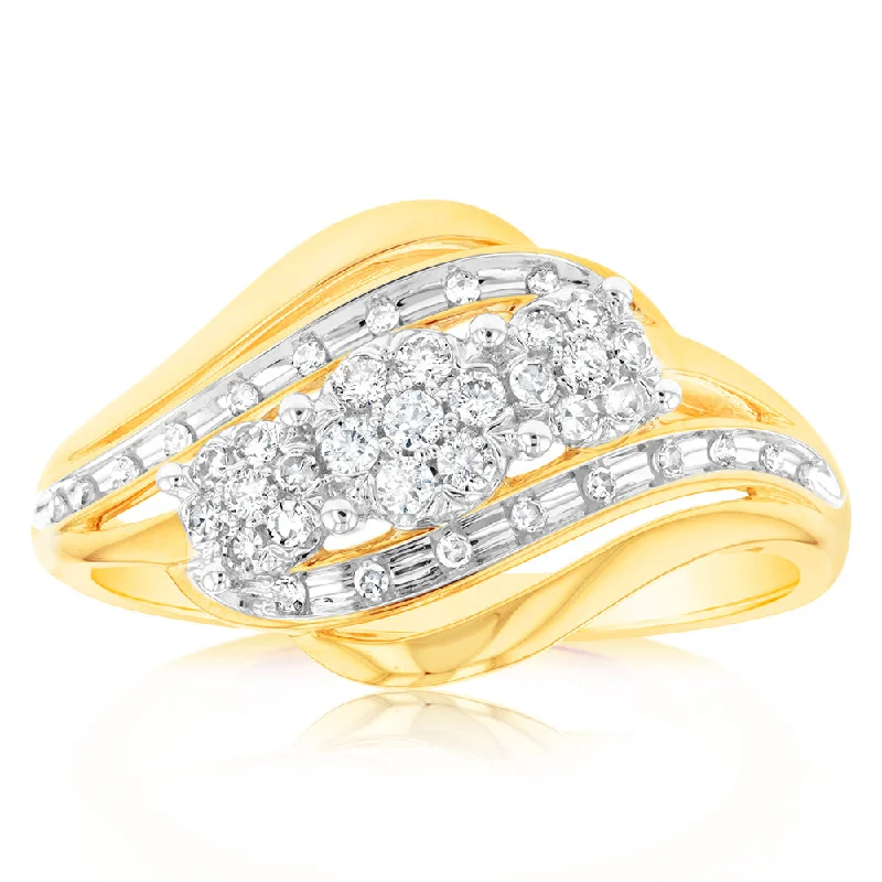 radiant cut engagement rings for women -Luminesce Lab Grown 9ct Yellow Gold 1/4 Carat Diamond Ring