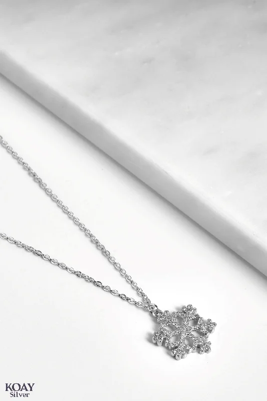 boho chic necklaces for women -Zircon Snowflake Necklace