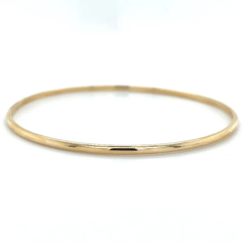 women’s gemstone bangles -Tadgh Óg 9ct Yellow Gold 2mm D-Shape Bangle