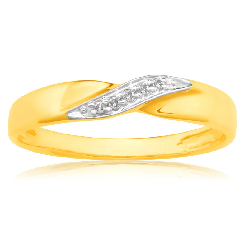 princess cut diamond engagement rings -9ct Yellow Gold Diamond Ring with 5 Brilliant Diamonds