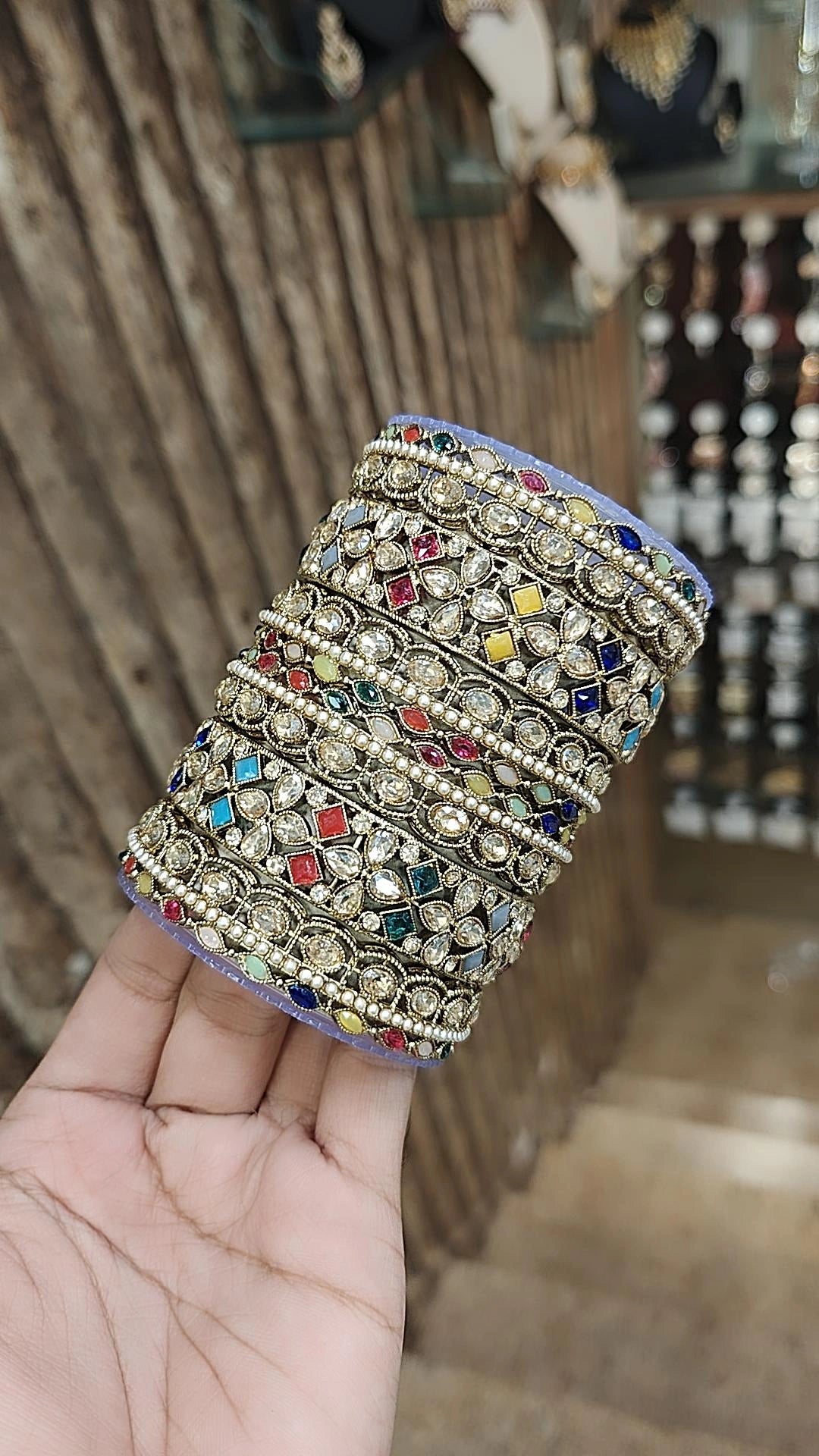 sterling silver bangles for women -Indian Bridal Bangles Multicolor Stones Intricate Beading Crystal Works