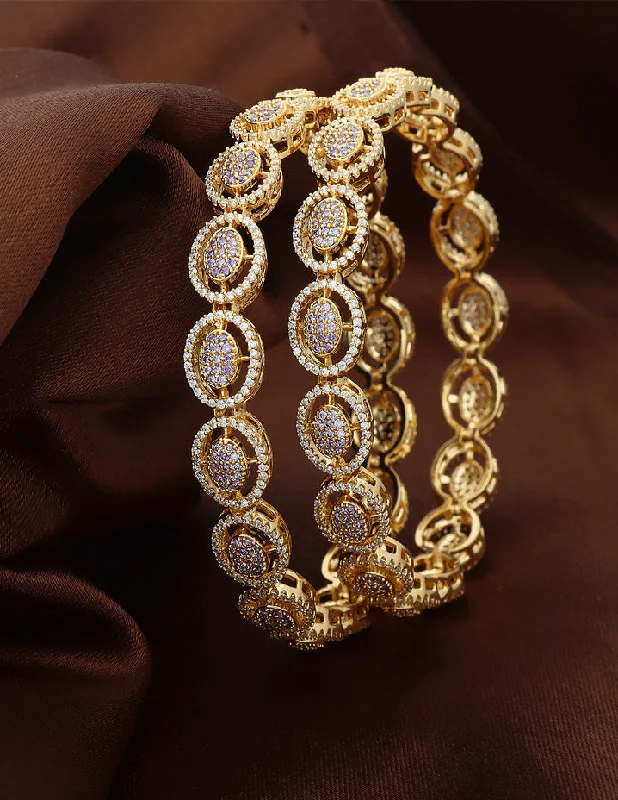 pearl bangles for women -Designer Zircon Gold Plated Bangles ZBGL10953