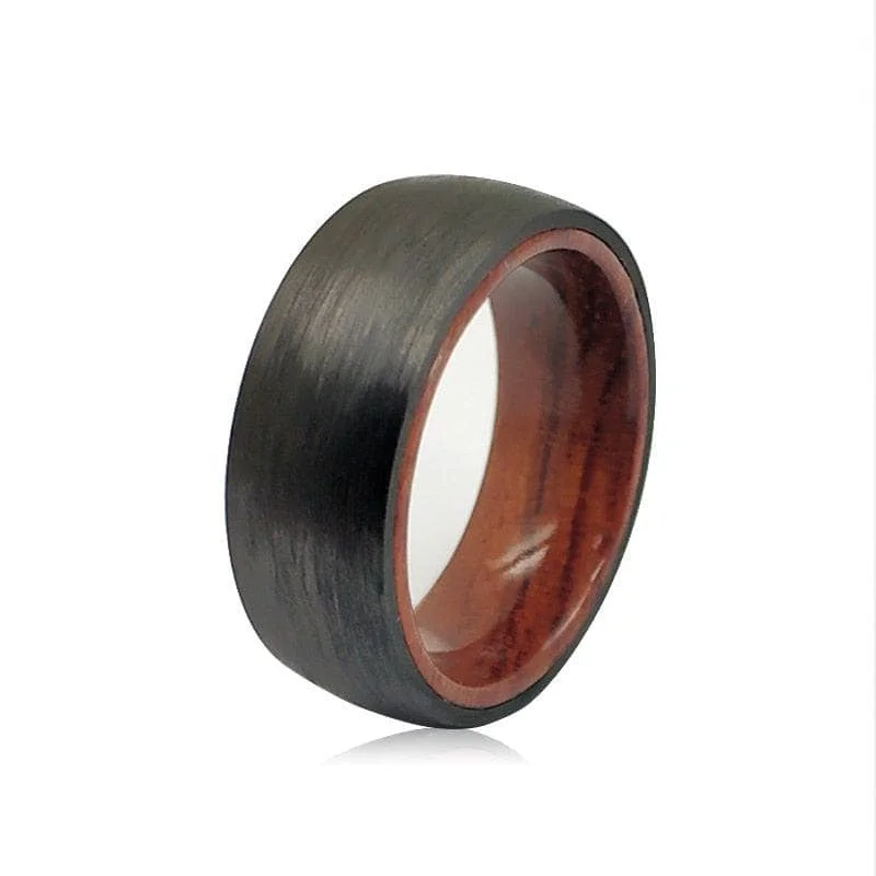 diamond rings for women -8mm Pure Carbon Fiber Wood Sleeve Ring Band