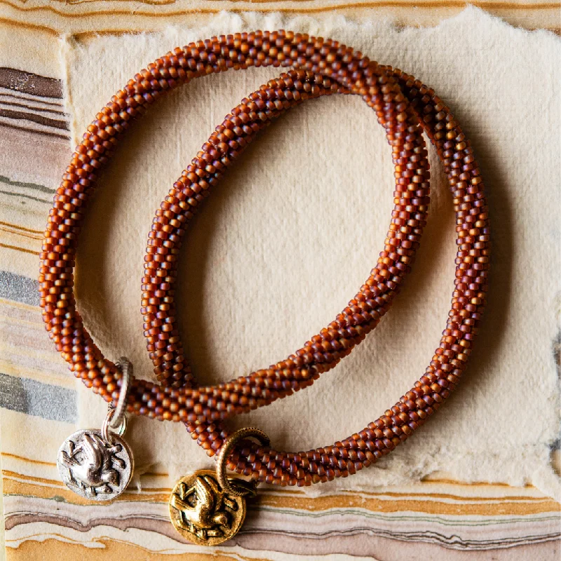 rose gold bangles for women -Beaded Bangle + Sparrow Charm