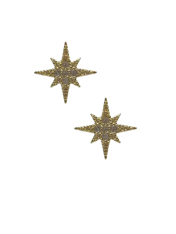 women’s rose gold earrings -Starburst Stud - Gold