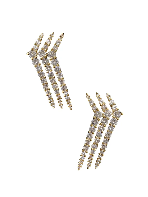 women’s statement gemstone earrings -5 Row Chevron Earrings