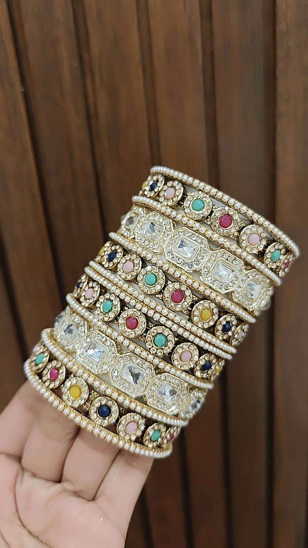 gemstone charm bracelets -Luxury AD Wedding Bangles Set Inspired Bollywood Pakistani