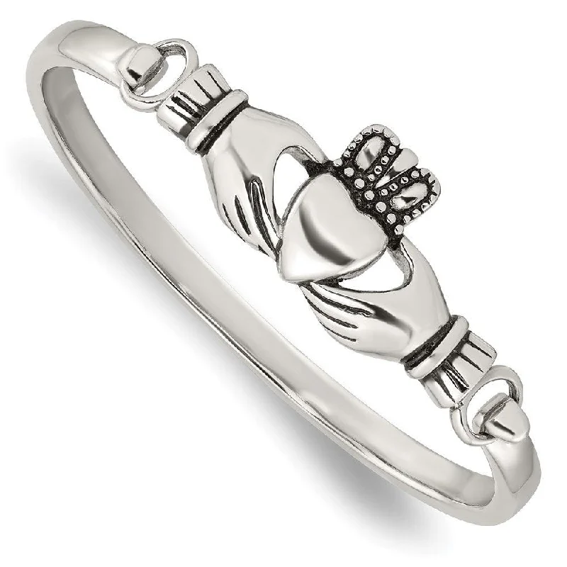 women’s gold bracelets -Stainless Steel Claddagh Bangle