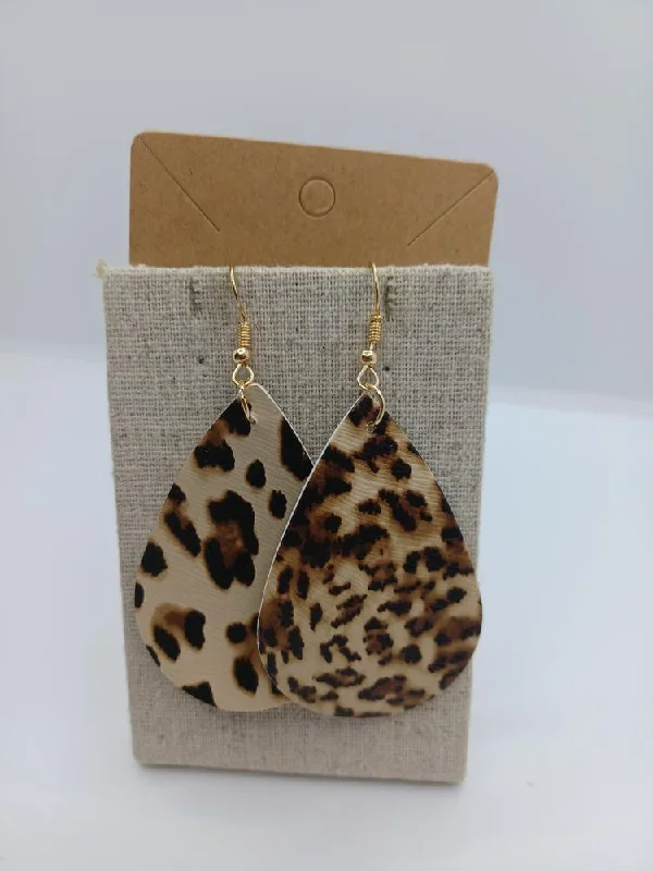 women’s luxury stud earrings -Light Brown Leopard Earrings