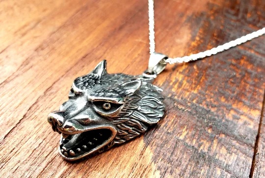 women’s layered chain necklaces -Stainless Steel Wolf Necklace