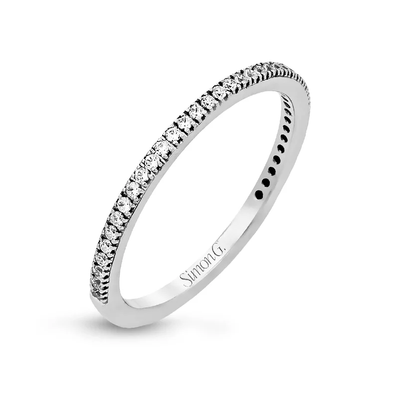 women’s simple rings -Wedding Band in 18k Gold with Diamonds