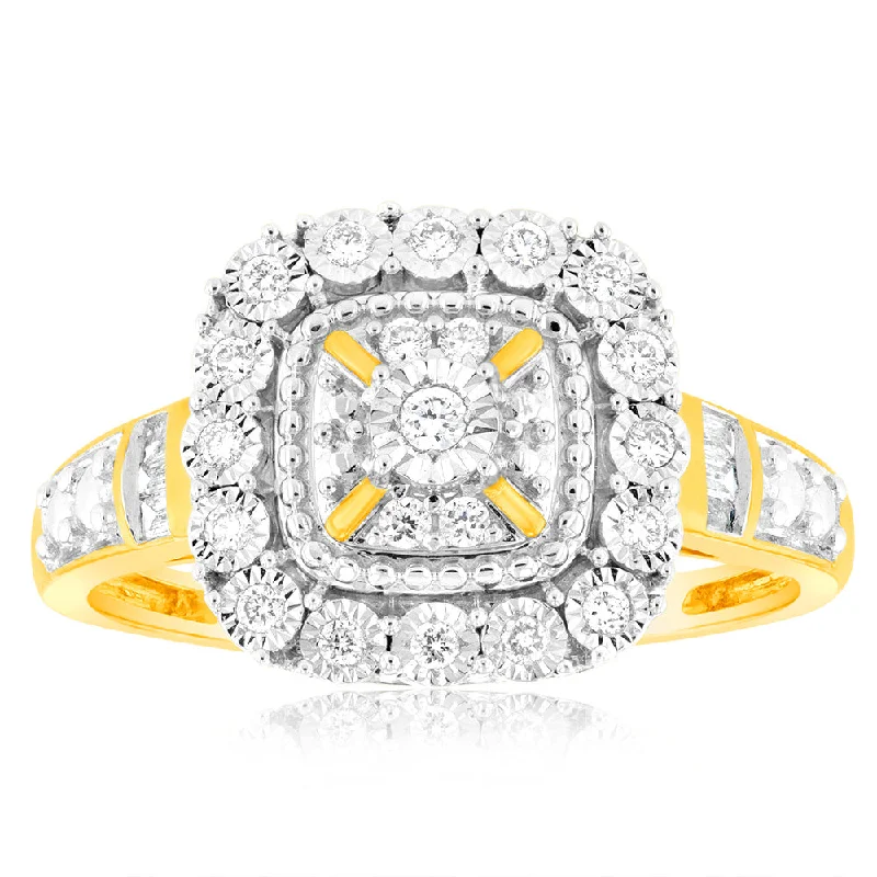 antique engagement rings for women -Luminesce Lab Grown 9ct Yellow Gold 1/6 Carat Diamond Ring