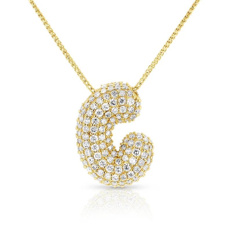 designer pendant necklaces for women -Large Diamond Bubble Letter Necklace