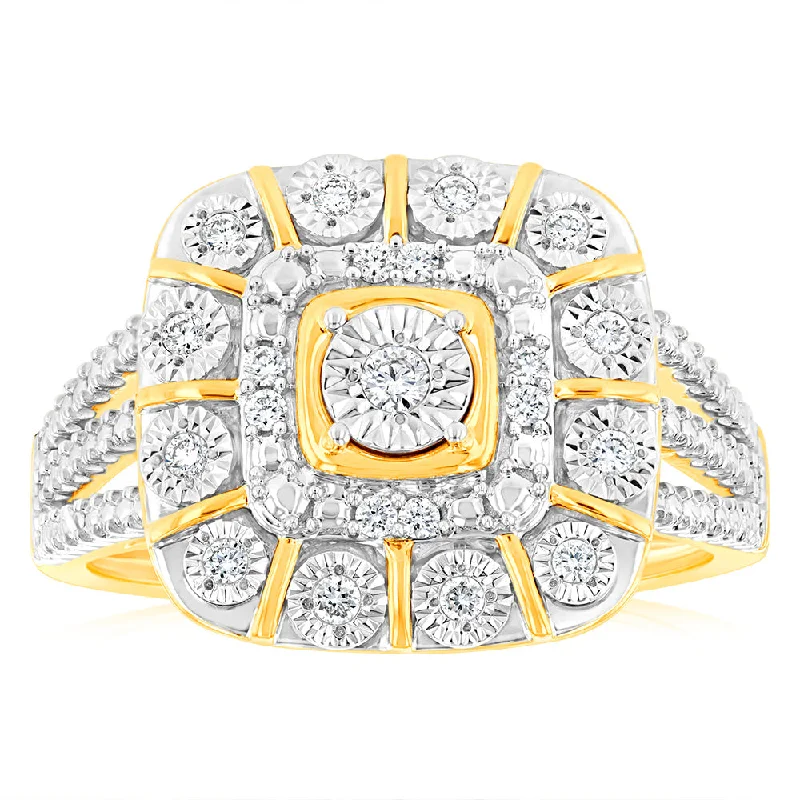 women’s gold solitaire engagement rings -Luminesce Lab Grown 1/6 Carat Diamond Ring in 9ct Yellow Gold