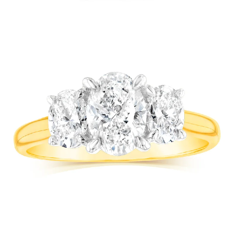 women’s solitaire diamond engagement rings -Luminesce Lab Grown 18ct Yellow Gold 1.5 Carat Trilogy Diamond Ring