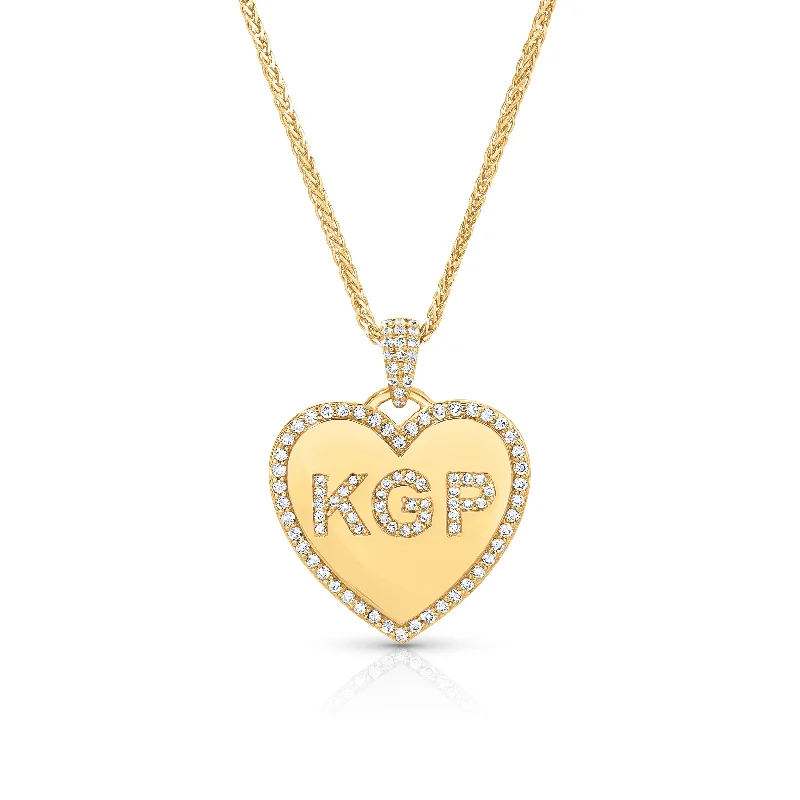 elegant diamond necklaces for women -Monogram Heart Necklace