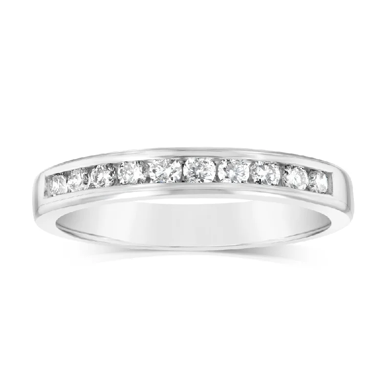 rose gold engagement rings for women -9ct White Gold 1/3 Carat Diamond Eternity Ring with 10 Brilliant Cut Diamonds