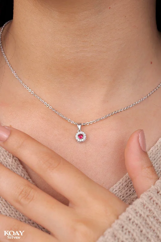 multi-layered necklaces for women -Circle Zircon Red Necklace