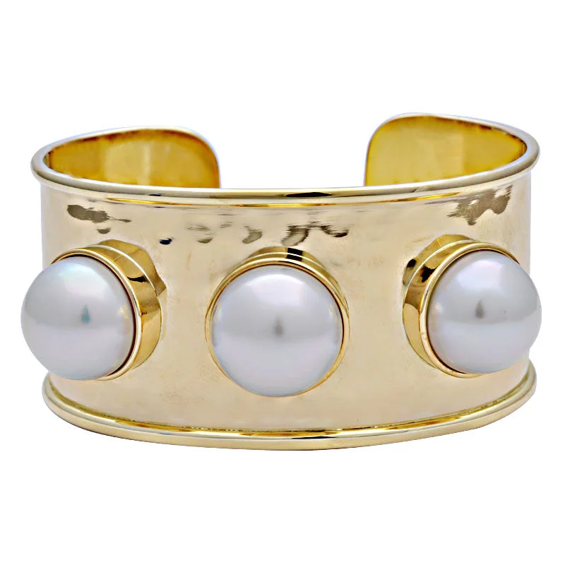 sophisticated bracelets for women -Cuff Bangle-South Sea Pearl