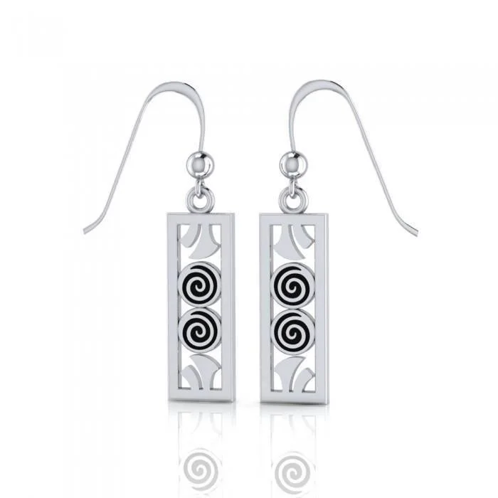 women’s spiral earrings -Celtic Knotwork Double Spiral Sterling Silver Dangle Earrings TE2068