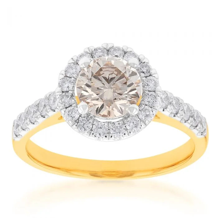 affordable engagement ring sets -18ct Yellow Gold 1.50 Carat Diamond Ring With 1 Carat Australian Diamond