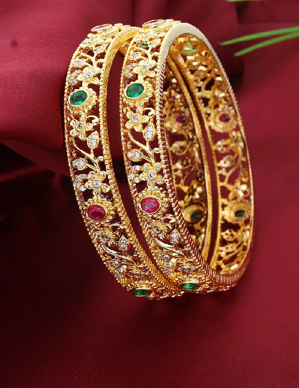 women’s bangles set -Designer Zircon Gold Plated Bangles